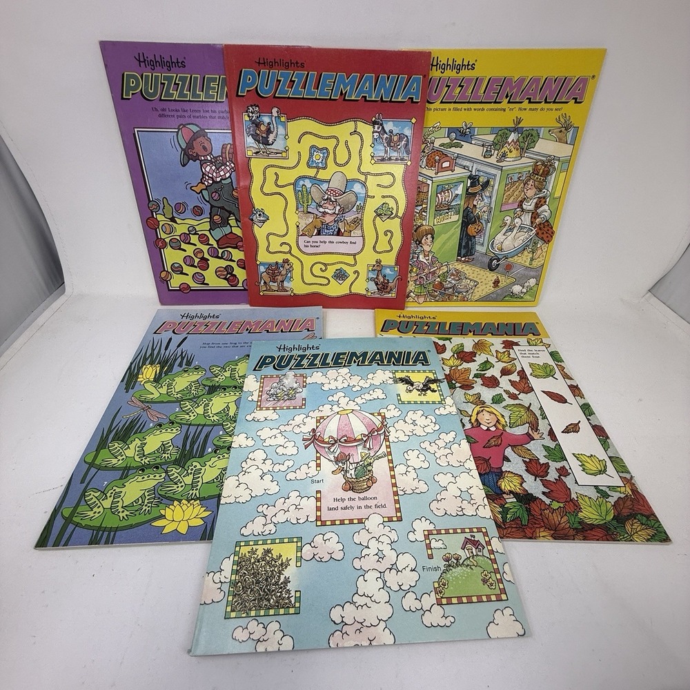 Lot of 6 New & Used Vintage Highlights‎ Puzzlemania Book Magazines for Kids
